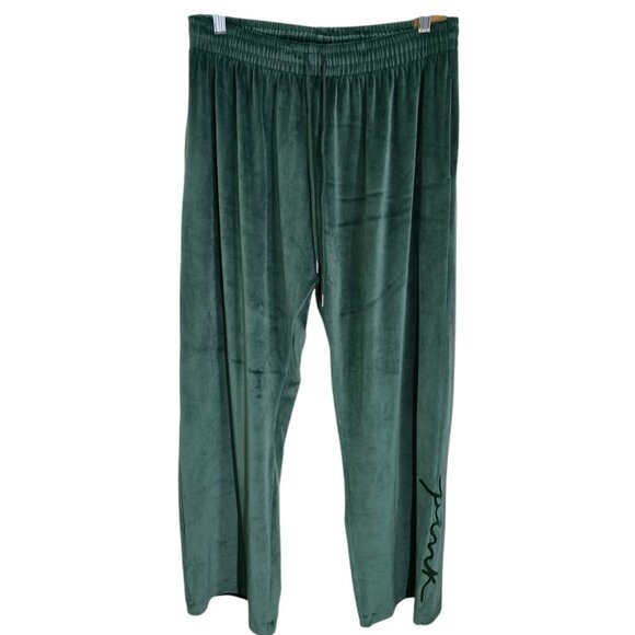 Pink Victorias Secret Womens Green Velour‎ Heritage Pants Drawstring Size L NWT - Picture 1 of 10